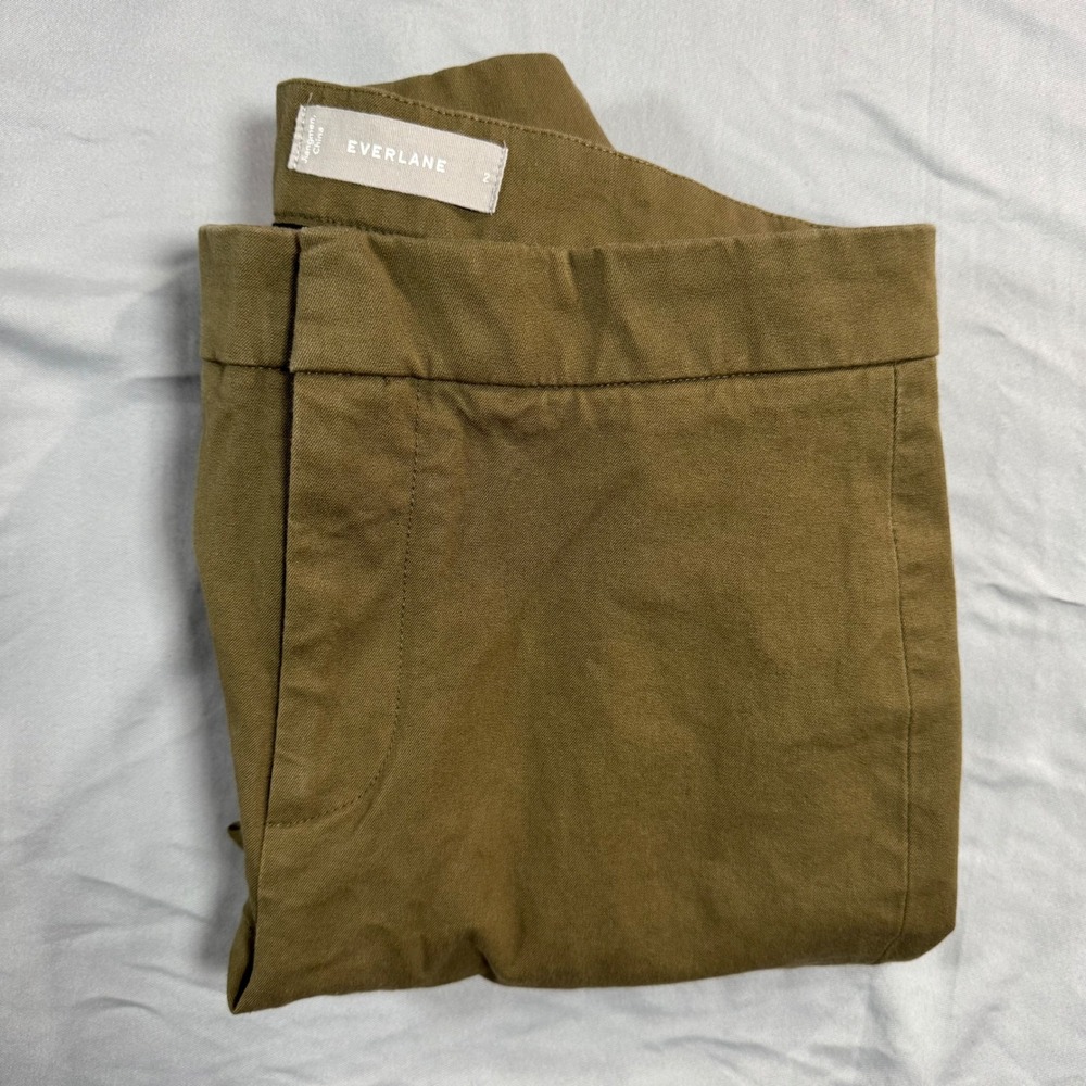 EVERLANE The Modern Go To Pant Olive Green Women's 2 Cropped Ankle Career‎